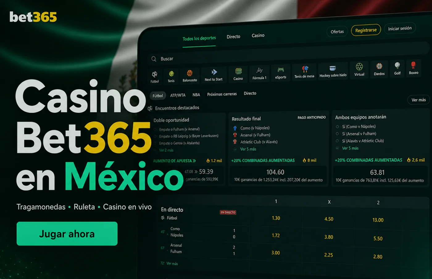 Casino Bet365 en México con juegos online